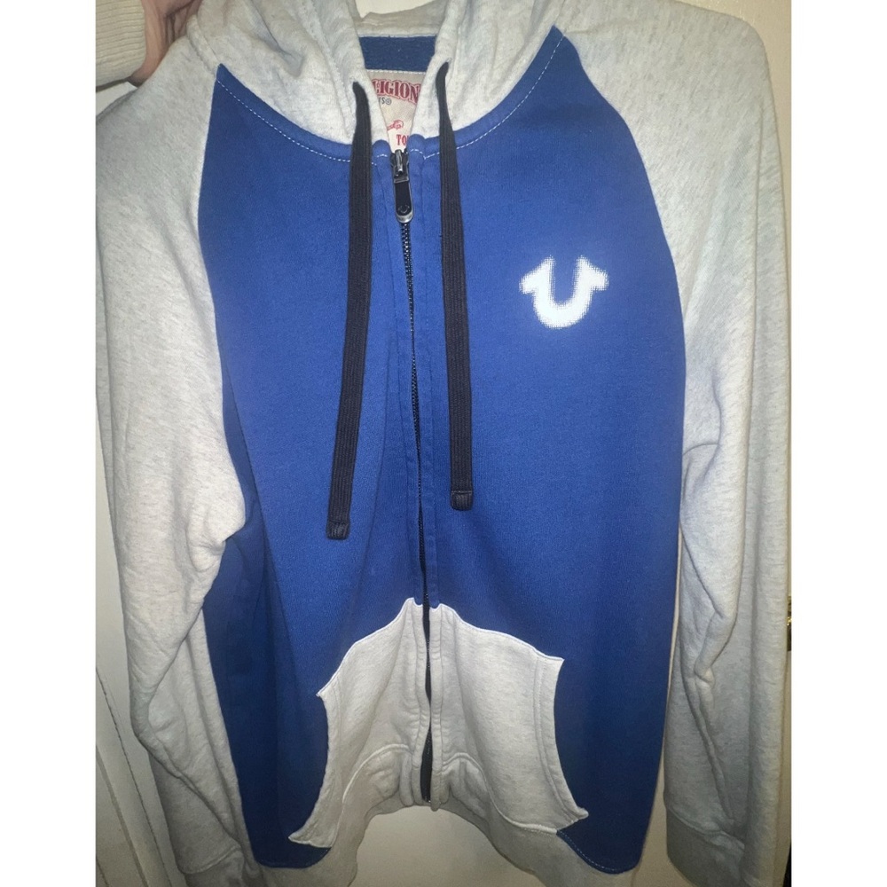 True Religion Blue and Gray Hoodie
